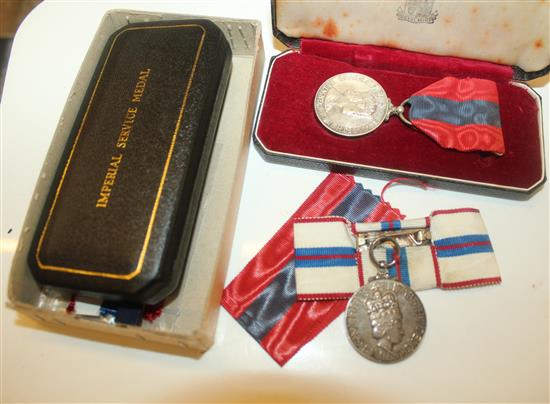 2 Imperial service medals, 1 Queens medal